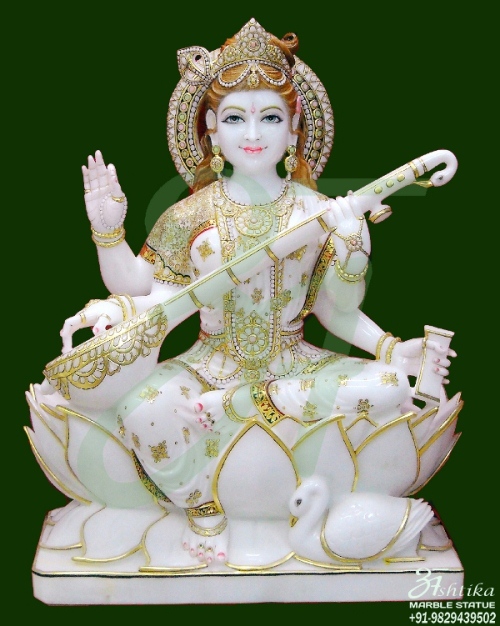 Saraswati Maa Marble Statue