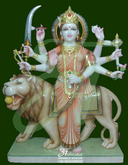 Marble Standing Durga Mata Statue