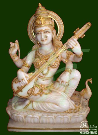 Maa Saraswati Marble Statue