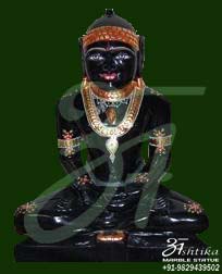 Black Marble Mahavir Swami Statue