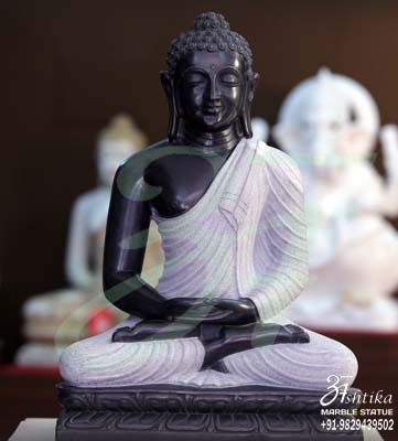 Black Marble Guatom Buddha Statue