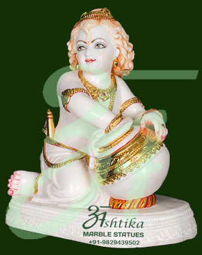 Makhan Chor Krishna Marble Statue