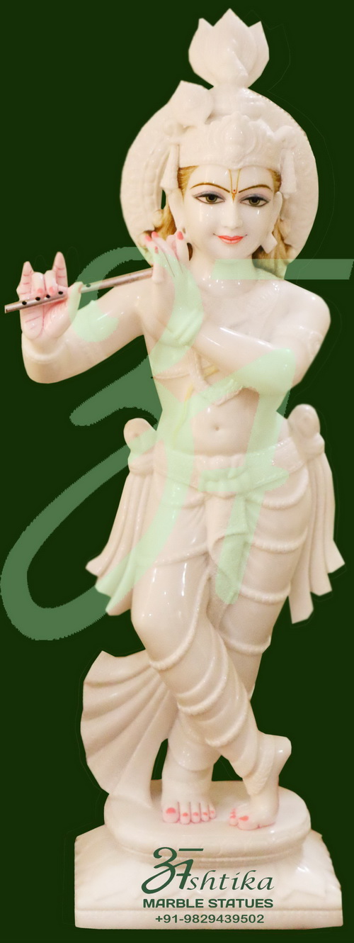 Traditional Marble Krishna Statue