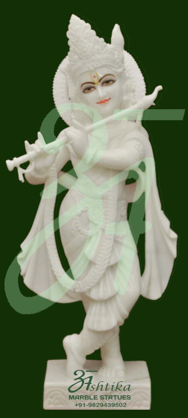 Marble Krishna Standing Statue