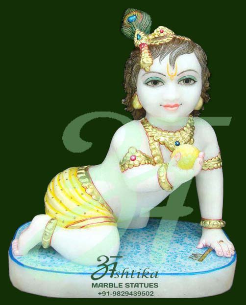 Marble Krishna Statue With Base