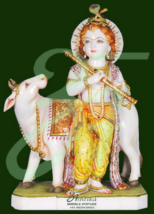 Marble Krishna Statue With Flute