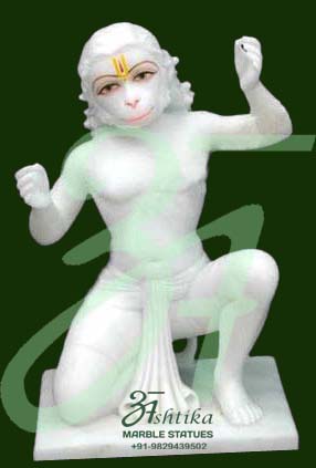 Pure White Marble Hanuman Statue
