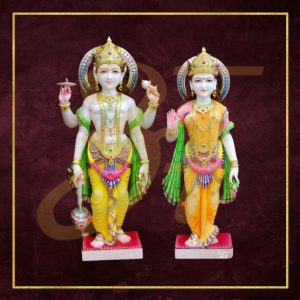 Vishnu Laxmi marble statue 02