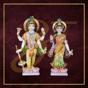 Vishnu Laxmi marble statue 03