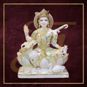 Saraswati Marble Statue 02